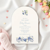 Blue Watercolor Berry Baby Shower Arch Einladung