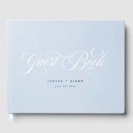 Blue Watercolor Bezaubernde Cloudscape Hochzeit Gästebuch