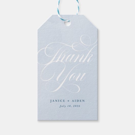 Blue Watercolor Bezaubernde Cloudscape Hochzeit Geschenkanhänger (Vorderseite)