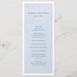 Blue Watercolor Bezaubernde Cloudscape Hochzeit Programm