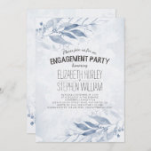 Blue Watercolor Blätter Blume Engagement Partei Einladung (Vorne/Hinten)