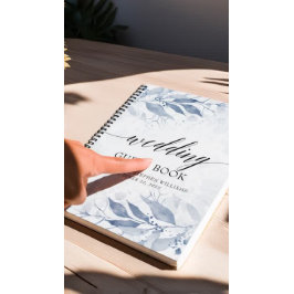 Blue Watercolor Blätter Botanical Wedding Gästebuc Notizblock