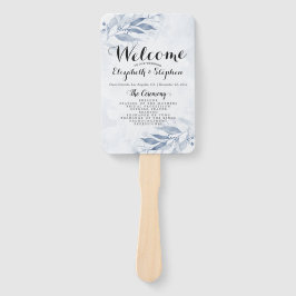 Blue Watercolor Blätter Botanische Hochzeitsprogra Fächer