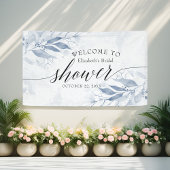Blue Watercolor Blätter Chic Brautparty Willkommen Banner