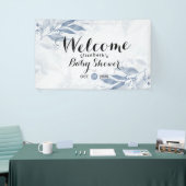Blue Watercolor Blätter Floral Baby Dusche Willkom Banner (Messeveranstaltung)