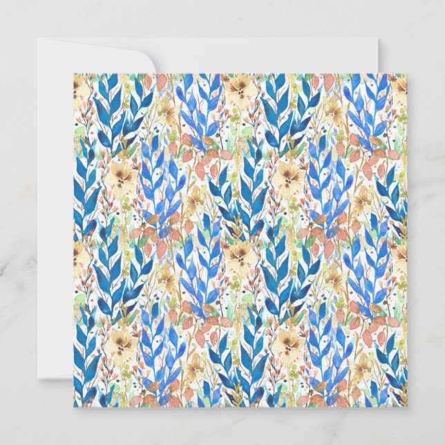 Blue Watercolor Blossom Garden (Vorderseite)