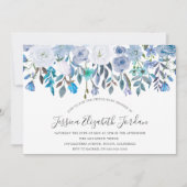 Blue Watercolor Blume Baby oder Brautparty Einladung (Vorderseite)