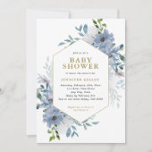 Blue Watercolor Blume Bouquet Baby Dusche Einladung (Vorderseite)