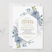 Blue Watercolor Blume Bouquet Brautparty Einladung (Vorderseite)