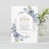 Blue Watercolor Blume Bouquet Brautparty Einladung (Stehend Vorderseite)