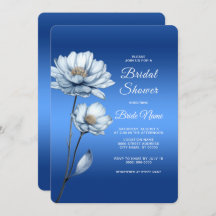 Blue Watercolor Blume Bridal Dusche Einladung