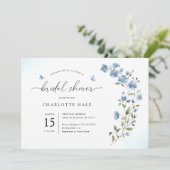 Blue Watercolor Blume Bridal Dusche Einladung (Stehend Vorderseite)