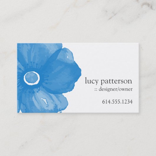 Blue Watercolor Blume Business Cards Visitenkarte (Vorderseite)