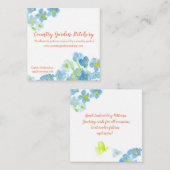 Blue Watercolor Blume Butterfly Quadratische Visitenkarte (Vorne/Hinten)