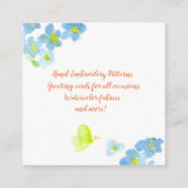 Blue Watercolor Blume Butterfly Quadratische Visitenkarte (Rückseite)