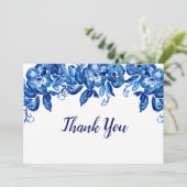 Blue Watercolor-Blume Dankeskarte (Stehend Vorderseite)