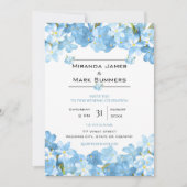 Blue Watercolor Blume Elegante Hochzeit Einladung (Vorderseite)
