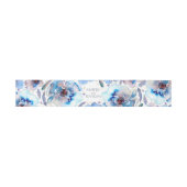 Blue Watercolor Blume Feathers Romantic Wedding Einladungsbanderole (Flach)