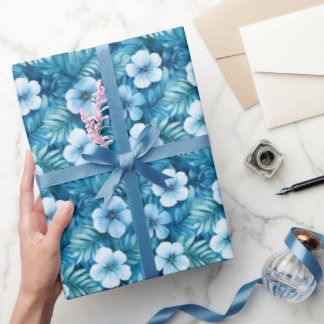 Blue Watercolor-Blume Geschenkpapier