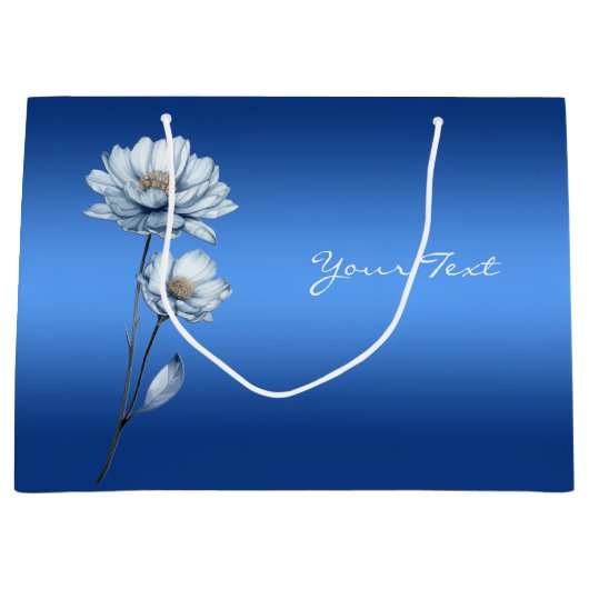 Blue Watercolor Blume Geschenktasche Große Geschenktüte (Vorderseite)