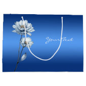 Blue Watercolor Blume Geschenktasche Große Geschenktüte (Rückseite)