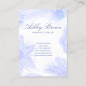 Blue Watercolor Blume Juwelierschmuck Earring Disp Visitenkarte (Rückseite)