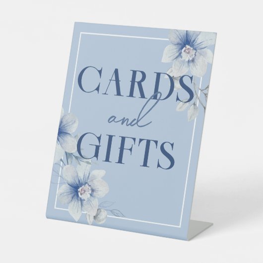 Blue Watercolor Blume Karten und Geschenke Sockelschild (Vorderseite)