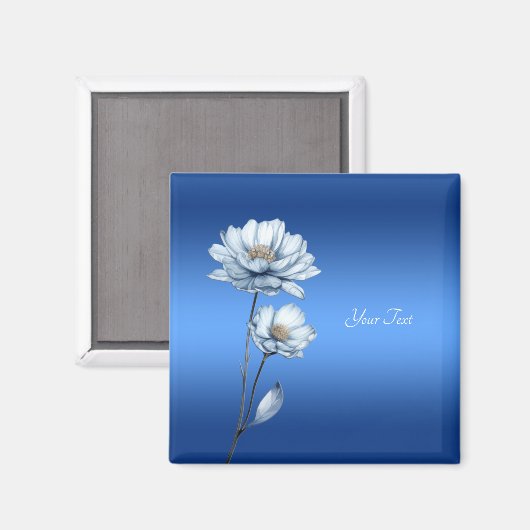 Blue Watercolor Blume Magnet (Vorderseite/Rückseite)