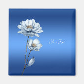 Blue Watercolor Blume Magnet (Vorne)