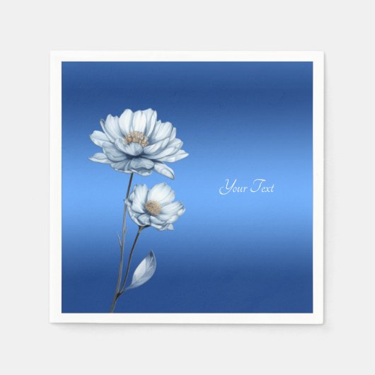 Blue Watercolor Blume Napkins Serviette (Vorderseite)