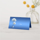 Blue Watercolor Blume Platzkarte (Vorderseite)