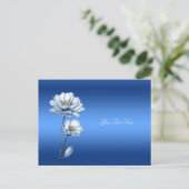 Blue Watercolor Blume Postcard Postkarte (Stehend Vorderseite)