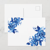 Blue Watercolor-Blume Postkarte (Vorne/Hinten)