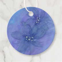 Blue Watercolor Blume Rundgeschenk/Preis-Tag