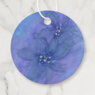 Blue Watercolor Blume Rundgeschenk/Preis-Tag Geschenkanhänger