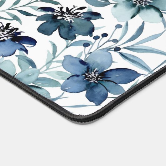 Blue Watercolor-Blume Schreibtischunterlage (Ecke)