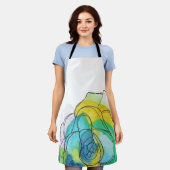 Blue Watercolor Blume Schürze (Getragen)