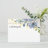 Blue Watercolor Blume & String Lights Note Card (Stehend Vorderseite)