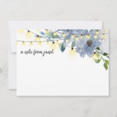 Blue Watercolor Blume & String Lights Note Card (Vorderseite)
