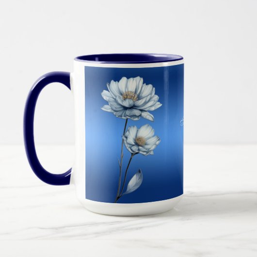 Blue Watercolor Blume Tasse (Links)
