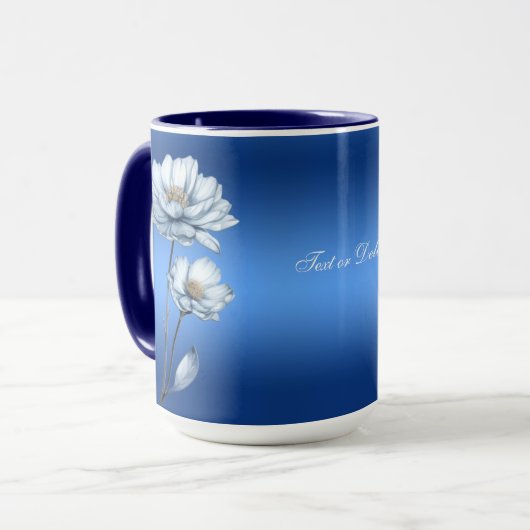 Blue Watercolor Blume Tasse (Vorderseite Links)