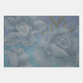 Blue Watercolor Blume Textile Design Geschenkpapier Set (Vorderseite 3)