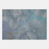Blue Watercolor Blume Textile Design Geschenkpapier Set (Vorderseite 2)