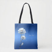 Blue Watercolor Blume Totbeutel Tasche (Vorderseite)