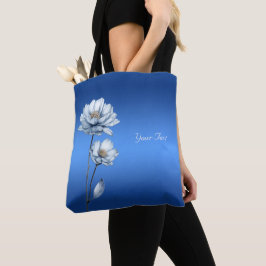 Blue Watercolor Blume Totbeutel Tasche
