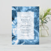 Blue Watercolor Blume Wedding Design Einladung (Stehend Vorderseite)