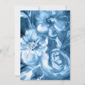 Blue Watercolor Blume Wedding Design Einladung (Rückseite)