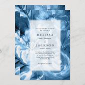 Blue Watercolor Blume Wedding Design Einladung (Vorne/Hinten)