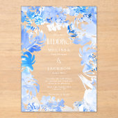 Blue Watercolor Blume Wedite Invite Acryleinladungen (Vorderseite)