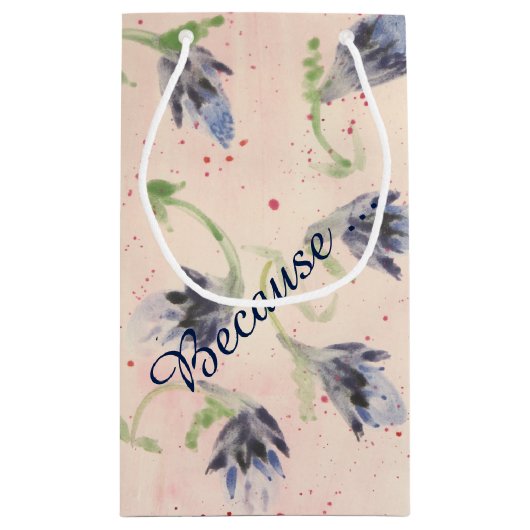 Blue Watercolor Blumenbeutel Kleine Geschenktüte (Rückseite)